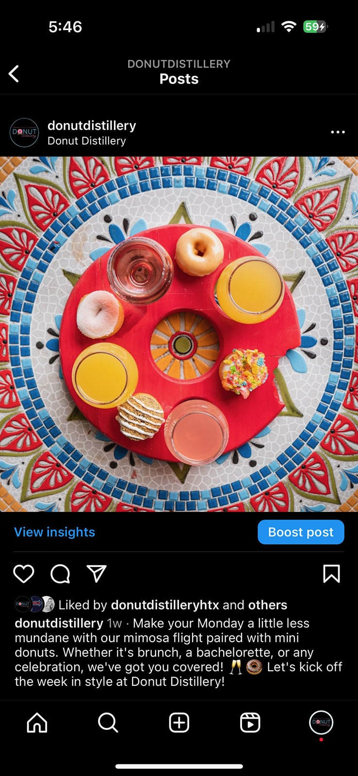 Mimosa flight paired with mini donuts